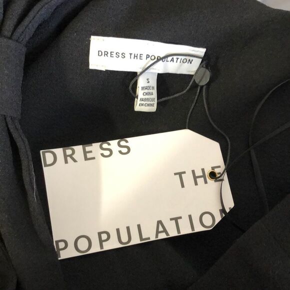 Dress the population NWT Tiffany 1 shoulder black midi dress size small - Picture 12 of 14